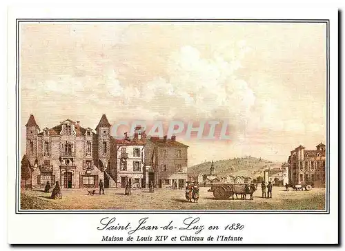 Cartes postales moderne Saint Jean de Luz Vieilles Gravures Maison Louis XIV Chateau de l'Infante et au fond Village ave