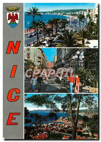 Moderne Karte La Cote d'Azur Nice La Promenade des Anglais La Rue Pietonne Vue generale de la Baie des Anges