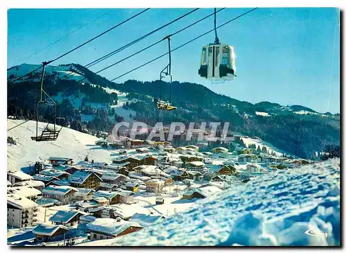 Cartes postales moderne Les Gets Hte Savoie La telecabine du mont Chery a l'arriere plan la station