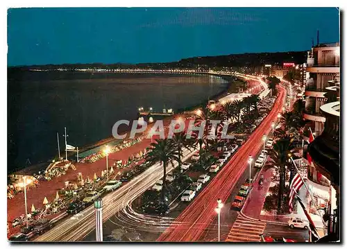 Moderne Karte La Cote d'Azur Nice La Promenade des Anglais la nuit