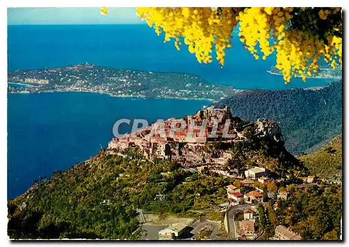 Moderne Karte Cote d'Azur Carrefour Mondial du Tourisme Eze Vue generale sur le Village perche et sur le Cap F