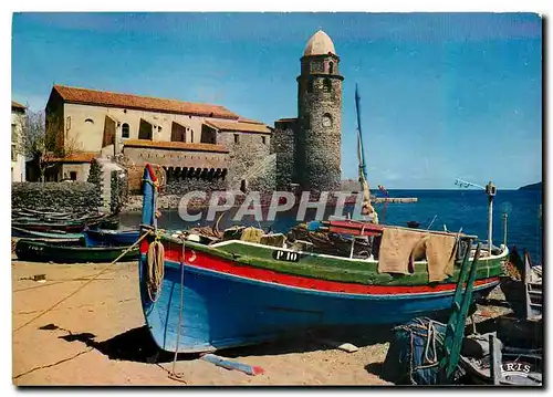 Moderne Karte Collioure Pyrenees Orientales Joyau de la Cote Vermeille L'Eglise et les Barques de Peche