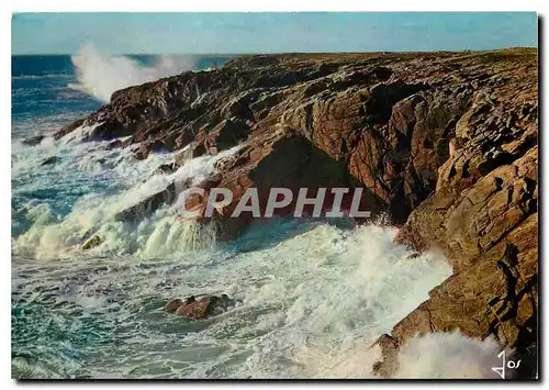 Moderne Karte La Bretagne en Couleurs Quiberon Cote Sauvage par gros temps