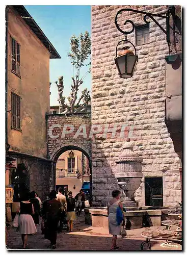 Moderne Karte Cote d'Azur France Vence Alp Mar Un coin pittoresque de Vence La fontaine de la place Peyra