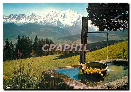 Moderne Karte Au Pays du Mont Blanc Panorama sur le Massif depuis Cordon