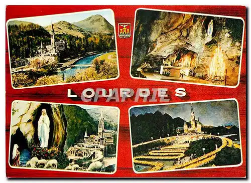 Cartes postales moderne Lourdes la Basilique la Grotte l'Apparition la Procession aux Flambeaux