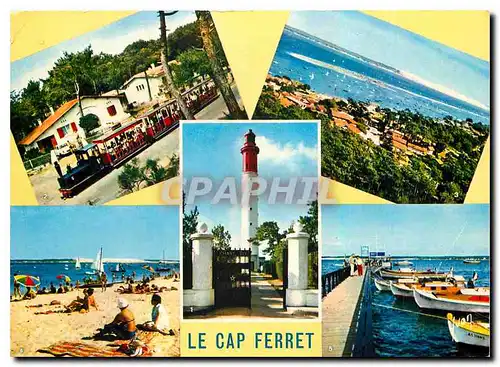 Cartes postales moderne Bassin d'Arcachon le Cap Ferret Gironde le Phare le Petit Train vue generale la Plage et la