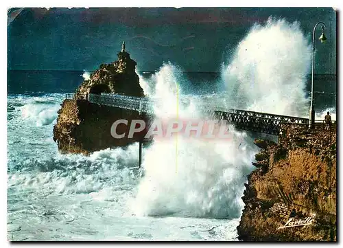 Moderne Karte Biarritz B P Tempete au Rocher de la Vierge