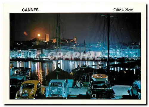 Cartes postales moderne Cannes Cote d'Azur Clair de lune sur le Quai Saint Pierre et le Suquet