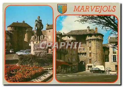 Cartes postales moderne La Lozere Touristique Marvejols La porte fortifiee du Soubeyran et la statue de Henri IV La port