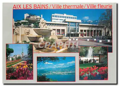 Moderne Karte Aix les Bains Savoie France Les Thermes les jardins fleuris Vue generale