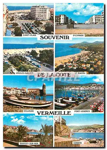 Cartes postales moderne Souvenir de la Cote Vermeille Canet Plage St Cyprien Argeles sur Mer Le Racou Collioure Banyuls