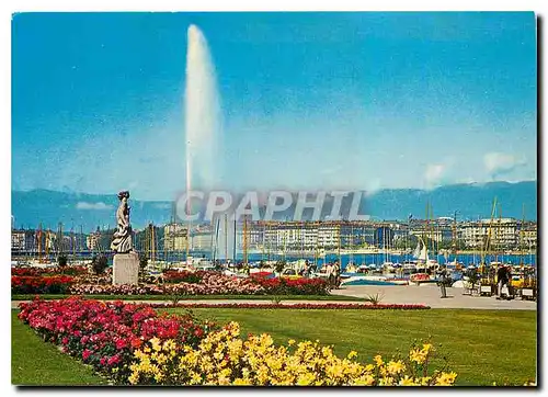 Cartes postales moderne Geneve La Statue de la Brise et le Jet d'Eau
