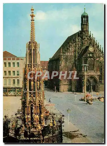 Cartes postales moderne Nurnberg La Fontaine belle avec Frauenkirche