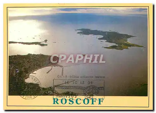 Moderne Karte Couleurs de Bretagne Roscoff Le port et l'ile de Batz
