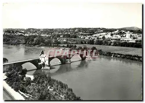 Moderne Karte Avignon Le pont St Benezet sur le Rhone au fond la tour Philippe le Bel