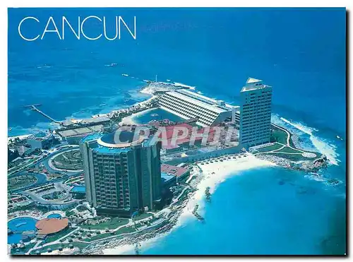 Cartes postales moderne Cancun Q Roo Mexico Hotels Camino Real Y Hyatt Regency En la Costa Turquesa Punta Cancun