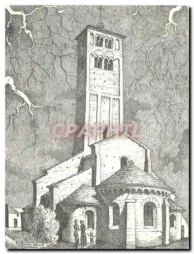 Moderne Karte Chapaize eglise contemporaine de l'An 1000 dessin de Michel Bouillot