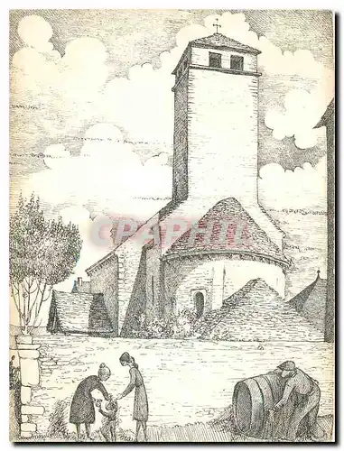 Cartes postales moderne St Clement sur Guye EGlise romane X XII siecle dessin de Michel Bouillot