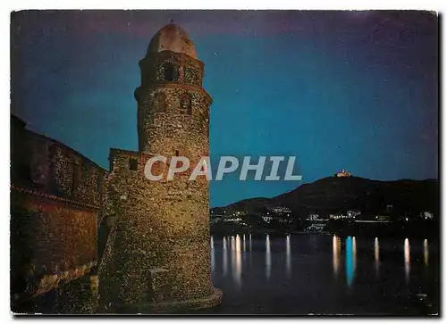 Moderne Karte La Cote Vermeille Collioure vue de nuit