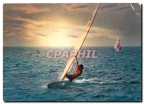 Cartes postales moderne La Cote d'Azur Coucher de Soleil Planche a voile