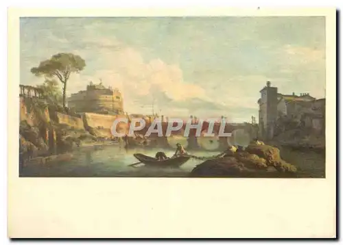 Cartes postales moderne Peinture Francaise Claude Joseph Vernet Le pont et le chateau de Saint Ange Musee du Louvre