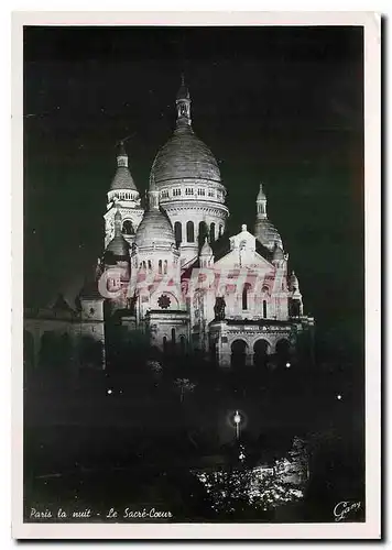 Cartes postales moderne Paris la nuit Le Sacre Coeur