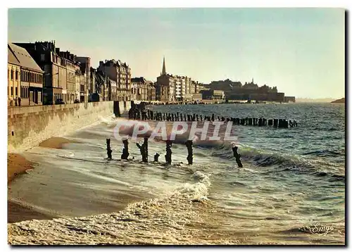 Moderne Karte Bretagne Cote d'Emeraude Saint Malo Cite Corsaire Maree haute chaussee du Sillon