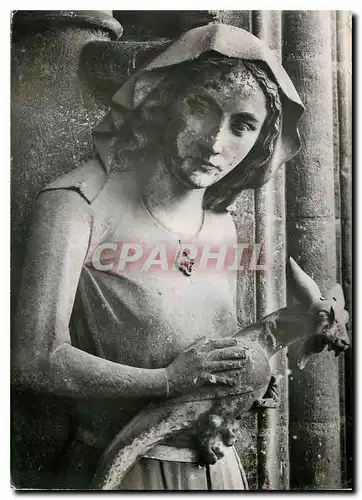 Cartes postales moderne Reims Marne La Cathedrale Notre Dame Statue du Croisillon Nord Eve