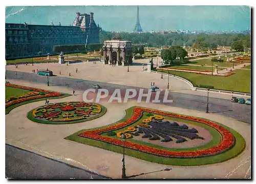 Cartes postales moderne Paris Le Louvre La Grande Galerie l'Arc de Triomphe du Carrousel et le jardin des Tuileries Tour