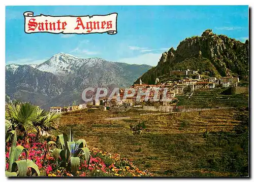 Moderne Karte Cote d'Azur Sainte Agnes Village caracterisstique de l'Arriere pays Menronnais