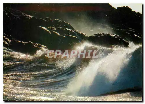 Moderne Karte La Bretagne Touristique Presqui'Ile de Quiberon Morbihan Deferlement de vagues sur la Cote Sauva