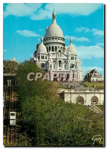 Cartes postales moderne Paris et ses Merveilles La basilique du Sacre Coeur de Montmartre et le Funiculaire