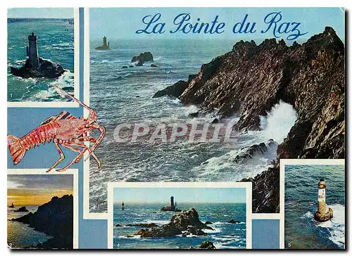 Cartes postales moderne La Bretagne La Pointe du Raz Finistere Sud Le phare de la Vieille Coucher de soleil Vue generale