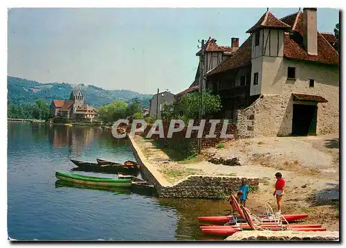 Moderne Karte Beaulieu sur Dordogne Correze Le plan d'eau et la chapelle des Penitents