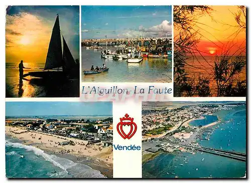 Cartes postales moderne Cote de Lumiere l'Aiguilln La Faute Vues Aeriennes Le port Coucher de solel sur l'Atrantique