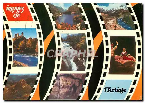 Cartes postales moderne Images de l'Ariege Lac d'Orgeix Csacade du Castelet Grottes de Niaux Paturage en haute montagne