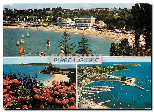 Moderne Karte Couleurs et Bretagne La Cote de Granit Rose Les plages de Trestraou