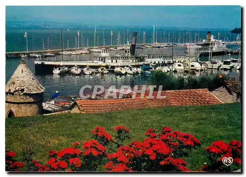 Cartes postales moderne Thonon les Bains Sur la rive francaise du Leman Le Port et la Tour des Langues