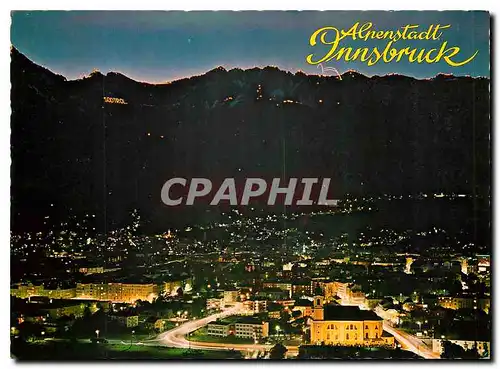 Cartes postales moderne Alpenstadt Innsburk Tirol mit Nordkette bei Sonnwendnacht