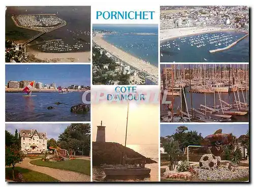 Moderne Karte Couleurs de Bretagne La Cote d'Amour Pornichet La plage le port et l'Hotel de Ville