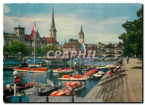 Cartes postales moderne Zurich Limmatidyll mir Fraumunster u Peterkirche