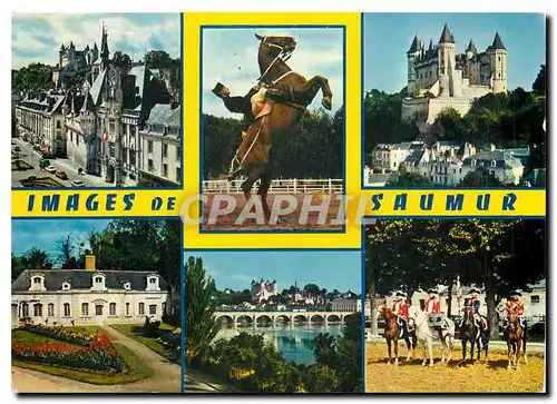 Moderne Karte En Anjou Saumur Maine et Loire Hotel de Ville une courbette le Chateau Jardin des Plantes Vue ge