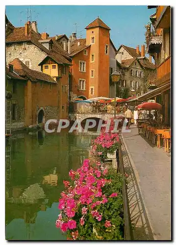 Moderne Karte Le Vieil Annecy Le Pont Morens sur le canal fleuri Le Thiou