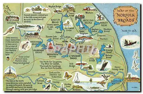 Moderne Karte Map of the Norfolk Broads