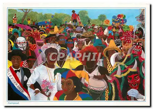 Cartes postales moderne Images des Antilles Carnaval Dessin d'Emilie