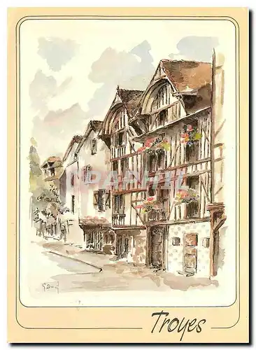 Cartes postales moderne Troyes Aube Rue Urbain IV Maisons a pans de bois et a damiers charnpenois