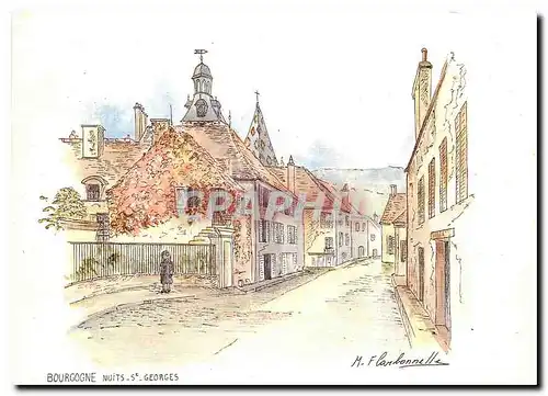 Cartes postales moderne Bourgogne nuits Georges Aquarelle originale