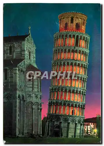 Cartes postales moderne Pisa Tour penchee St Ranieri d nuit