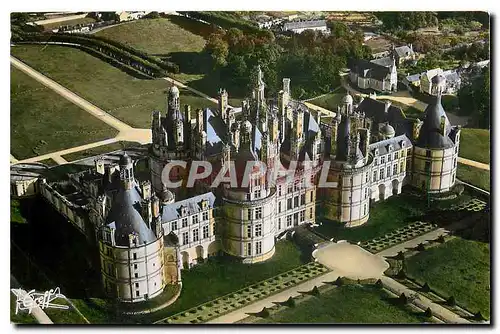 Moderne Karte En Touraine Chambord Loir et Cher Vue aerienne Le Chateu facade Nord